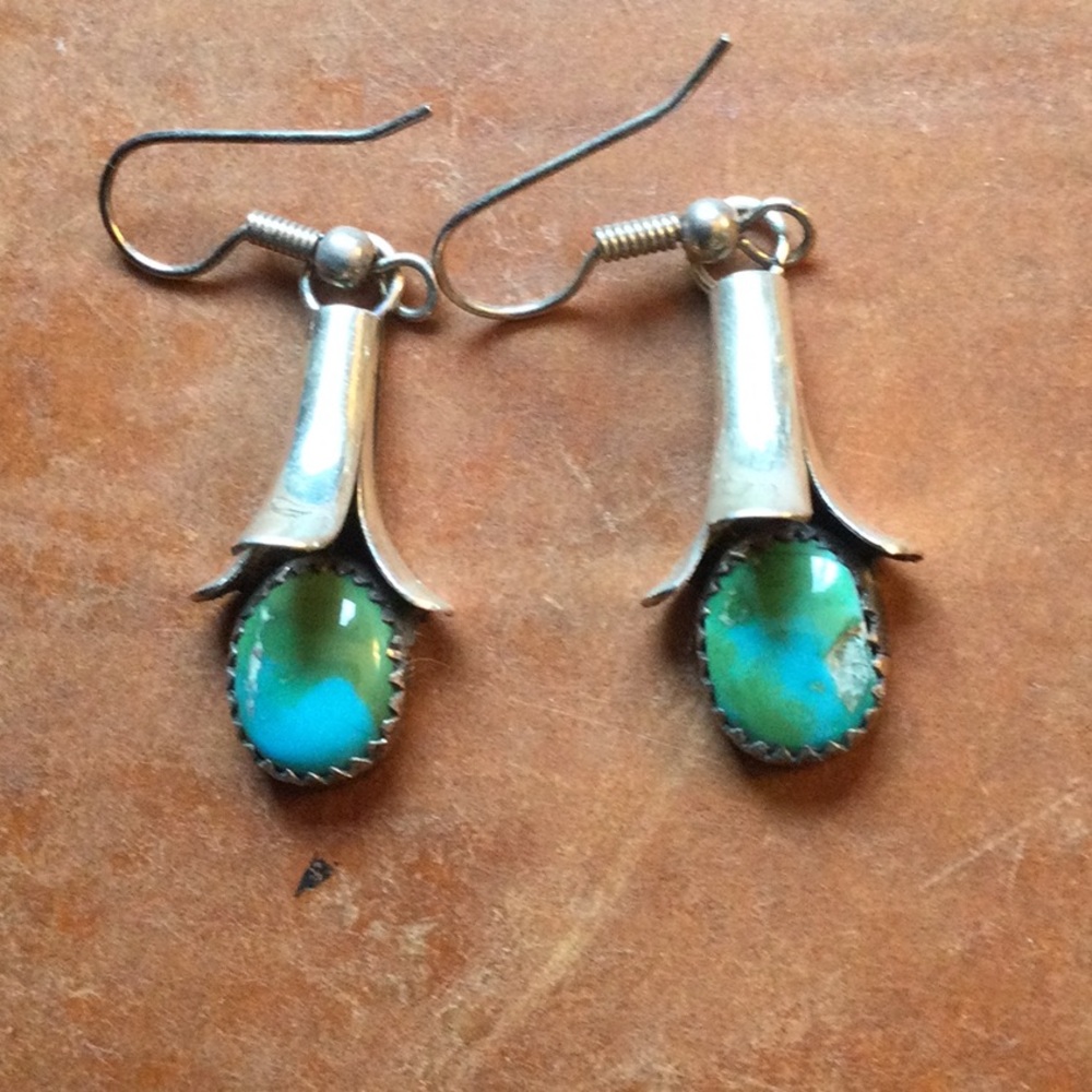 Native American Turquoise and Sterling Earrings.
